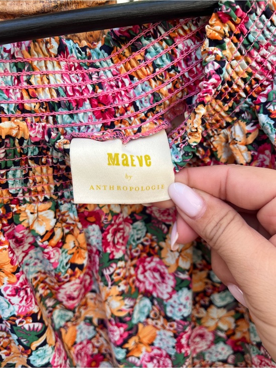 Anthropologie Dresses & Skirts - Maeve Anthropologie Floral Off Shoulder Smocked Mini Dress Boho Romantic